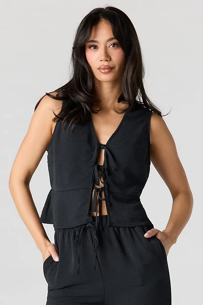 Flowy Self-Tie Front Top