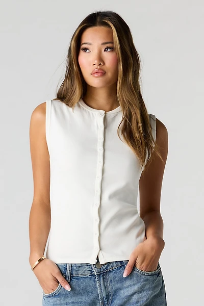 Camisole côtelée avec boutons à l'avant