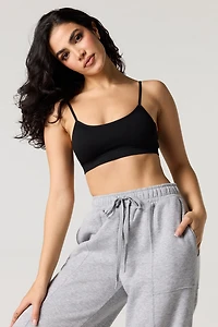 Seamless Ribbed Bralette with Built-In Cups