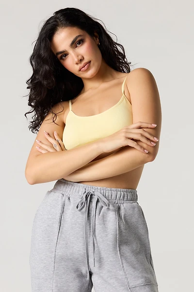 Seamless Ribbed Bralette with Built-In Cups