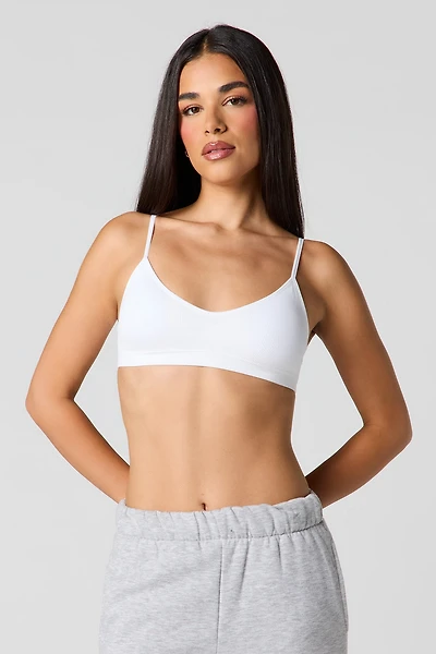Bralette côtelée sans couture avec soutien-gorge intégré