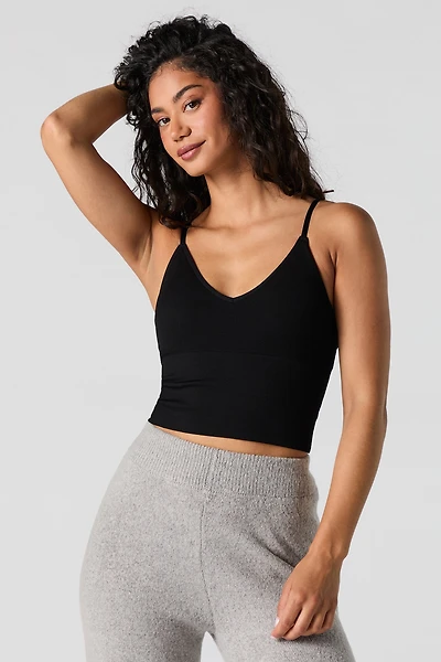 Seamless Ribbed V-Neck Cropped Cami