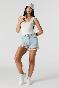 Seamless Ribbed Scoop Neck Lace Trim Tank