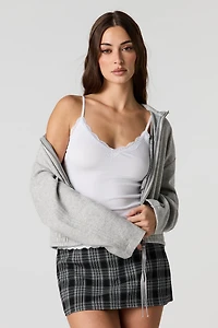 Camisole côtelée sans couture avec liséré de dentelle