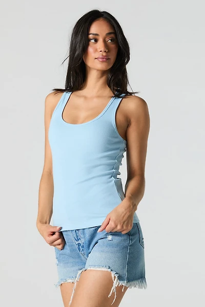 Solid Ribbed Racerback Tank
