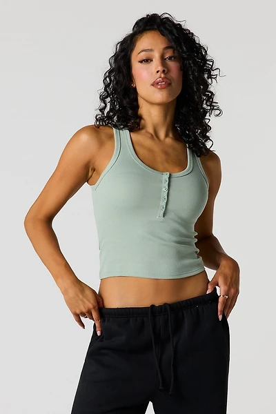 Ribbed Henley Tank