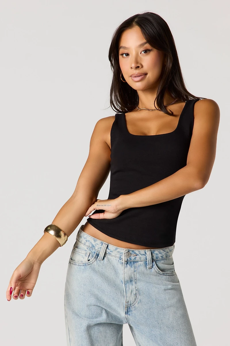Ribbed Square Neck Tank