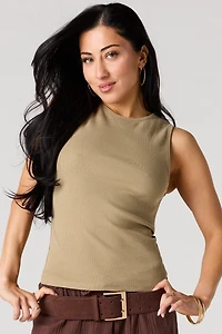 Ribbed High Neck Tank