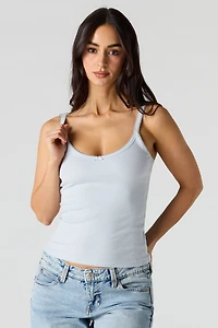 Ribbed Lace Trim Tank