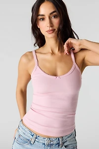 Ribbed Lace Trim Tank
