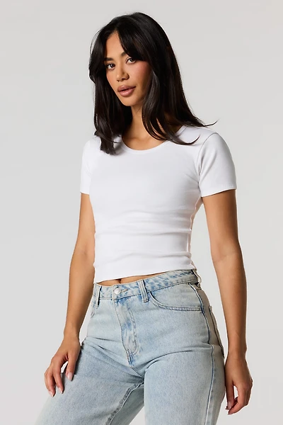 T-shirt ultracourt côtelé