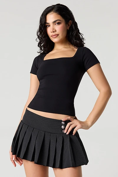 Square Neck Short Sleeve Top