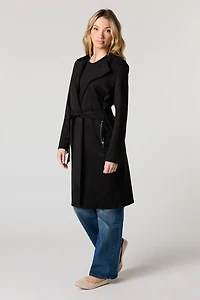 Faux Suede Trench Coat