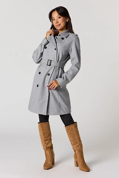 Double Breasted Belted Peacoat