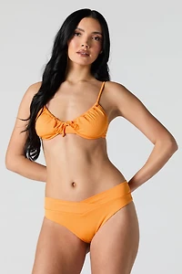 Textured Crossover Bikini Bottom