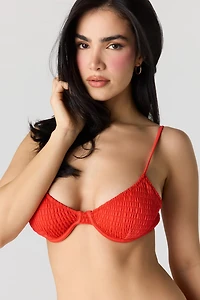 Crinkle Push Up Bra Swim Top
