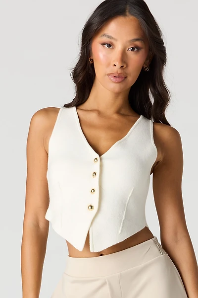 Veste boutonnée en tricot à encolure V