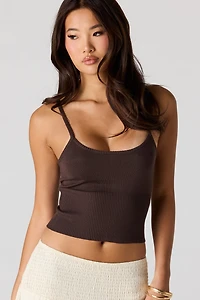 Ribbed Knit Scoop Neck Tank