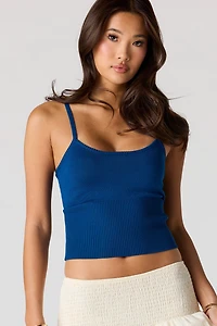 Ribbed Knit Scoop Neck Tank