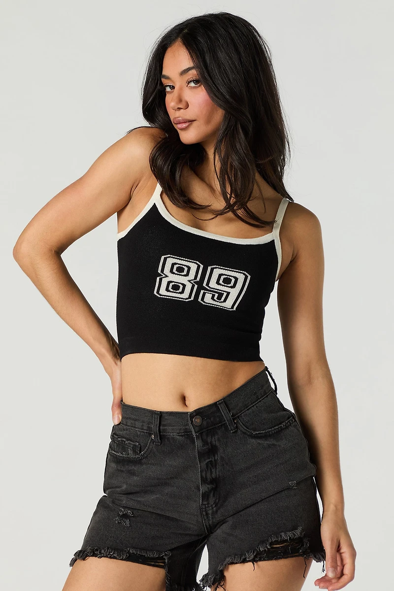 Camisole écourtée en tricot jacquard