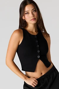 Knit Button Front Vest Top