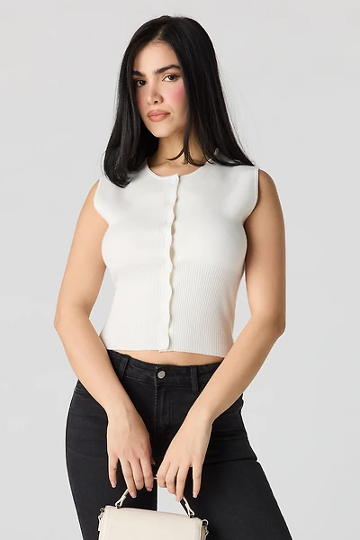 Haut boutonné sans manches en tricot