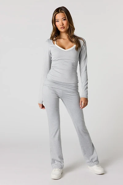 Pantalon Active à jambe évasée avec taille repliée