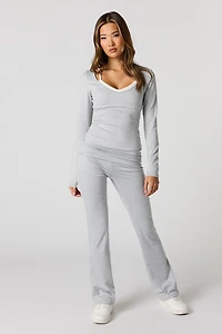 Pantalon Active à jambe évasée avec taille repliée