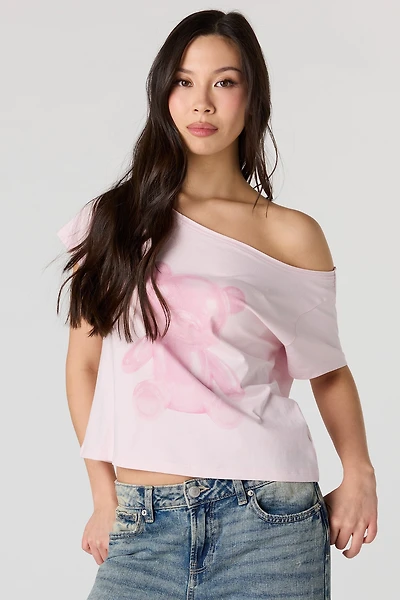 Off Shoulder Graphic T-Shirt