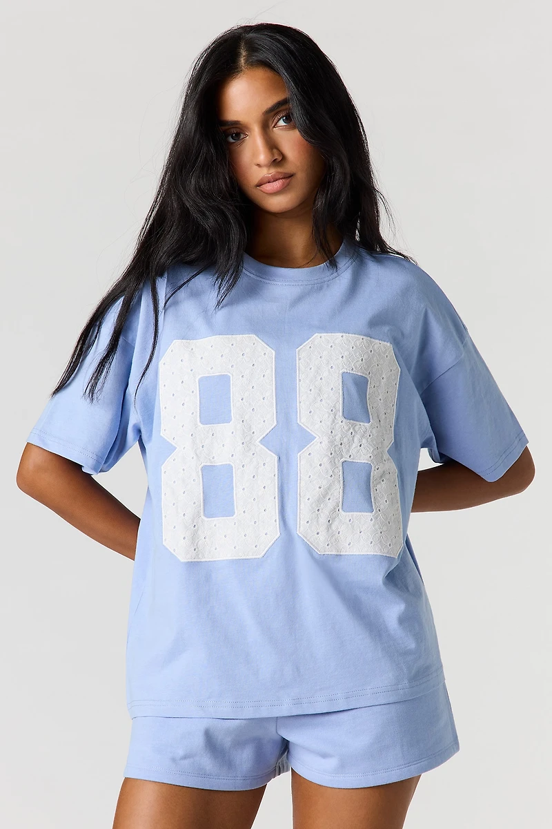 88 Lace Embroidered T-Shirt