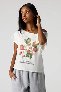 Late Flock Print Boat Neck T-Shirt