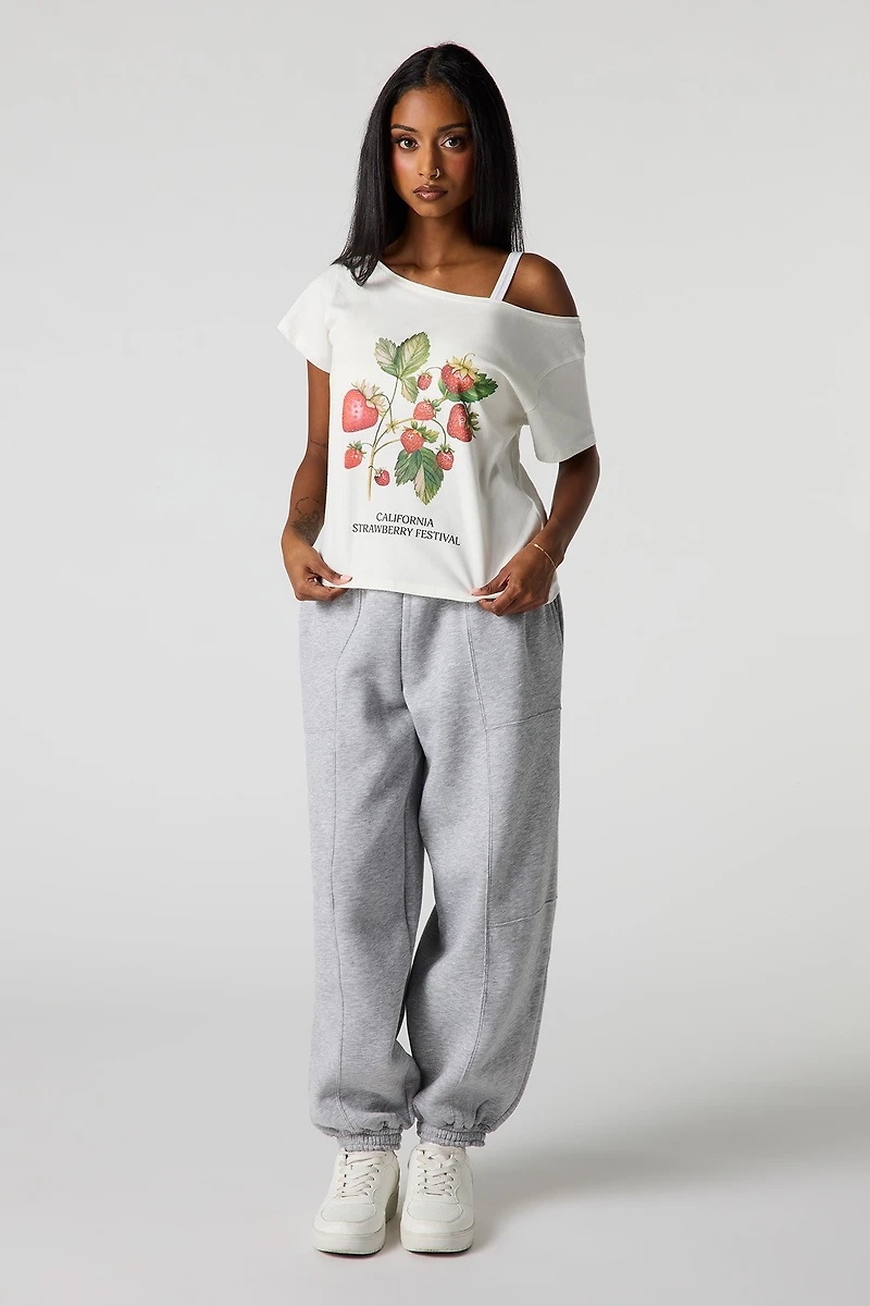 Late Flock Print Boat Neck T-Shirt