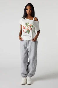 Late Flock Print Boat Neck T-Shirt