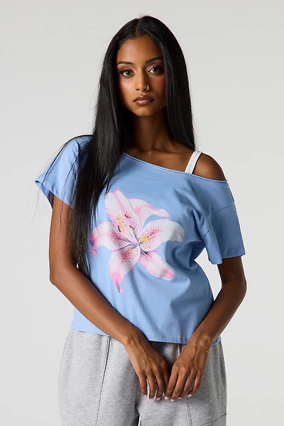 Graphic Boat Neck T-Shirt