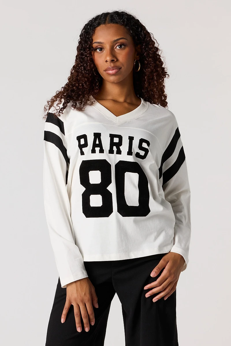 Paris Felt Print Long Sleeve Jersey