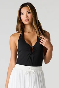 Contour Metal O-Ring Halter Bodysuit