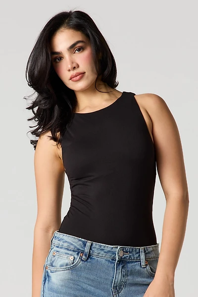 Crew Neck Sleeveless Braless Bodysuit