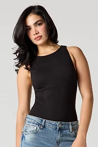 Crew Neck Sleeveless Braless Bodysuit