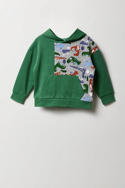 Toddler Boy Printed Colourblock Fleece Hoodie