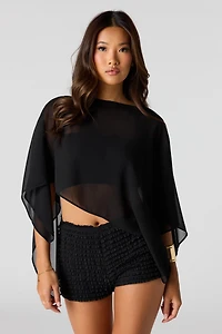 Mesh Boat Neck Poncho