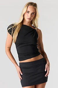 Contour Metal Cuff One Shoulder Top