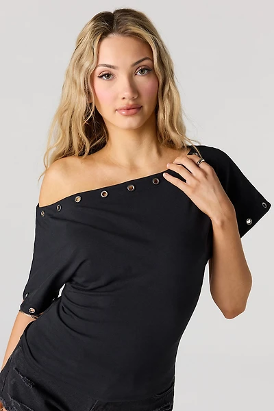 Eyelet Off Shoulder Top