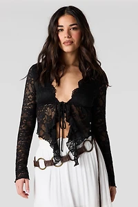 Lace Flyaway Long Sleeve Top