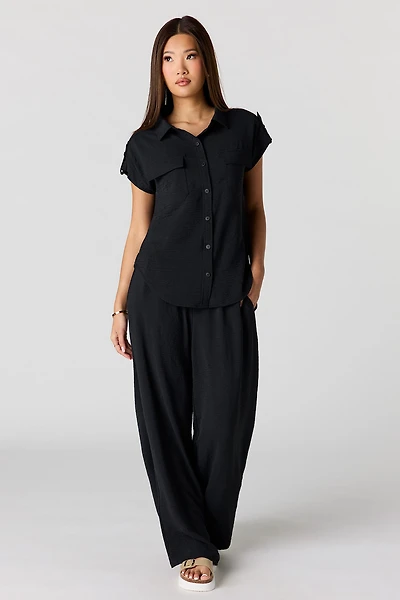 Textured Wide Leg Pant