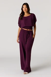 Pantalon à jambe large avec taille coulissante