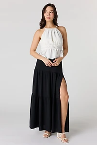 Tiered Slit Maxi Skirt