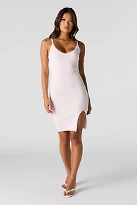 Ribbed V-Neck Bodycon Mini Dress