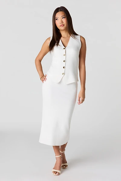 Jupe droite midi en tricot