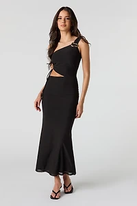Mesh One Shoulder Maxi Dress