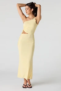 Robe maxi en filet à épaule unique